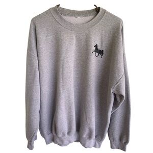 Vintage Gray Crewneck Sweatshirt Sweater Horse Logo Adult Size XL